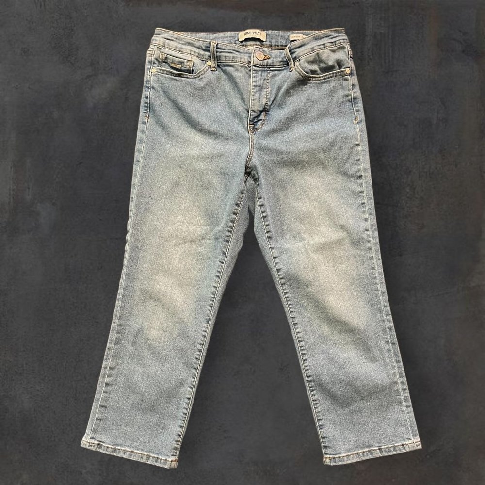 Nine West Chrystie Capri Mid Rise‎ Light Wash Blue Denim Jeans Women's Size 10